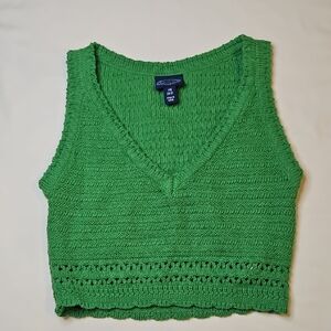 Crochet Crop Top Green XS